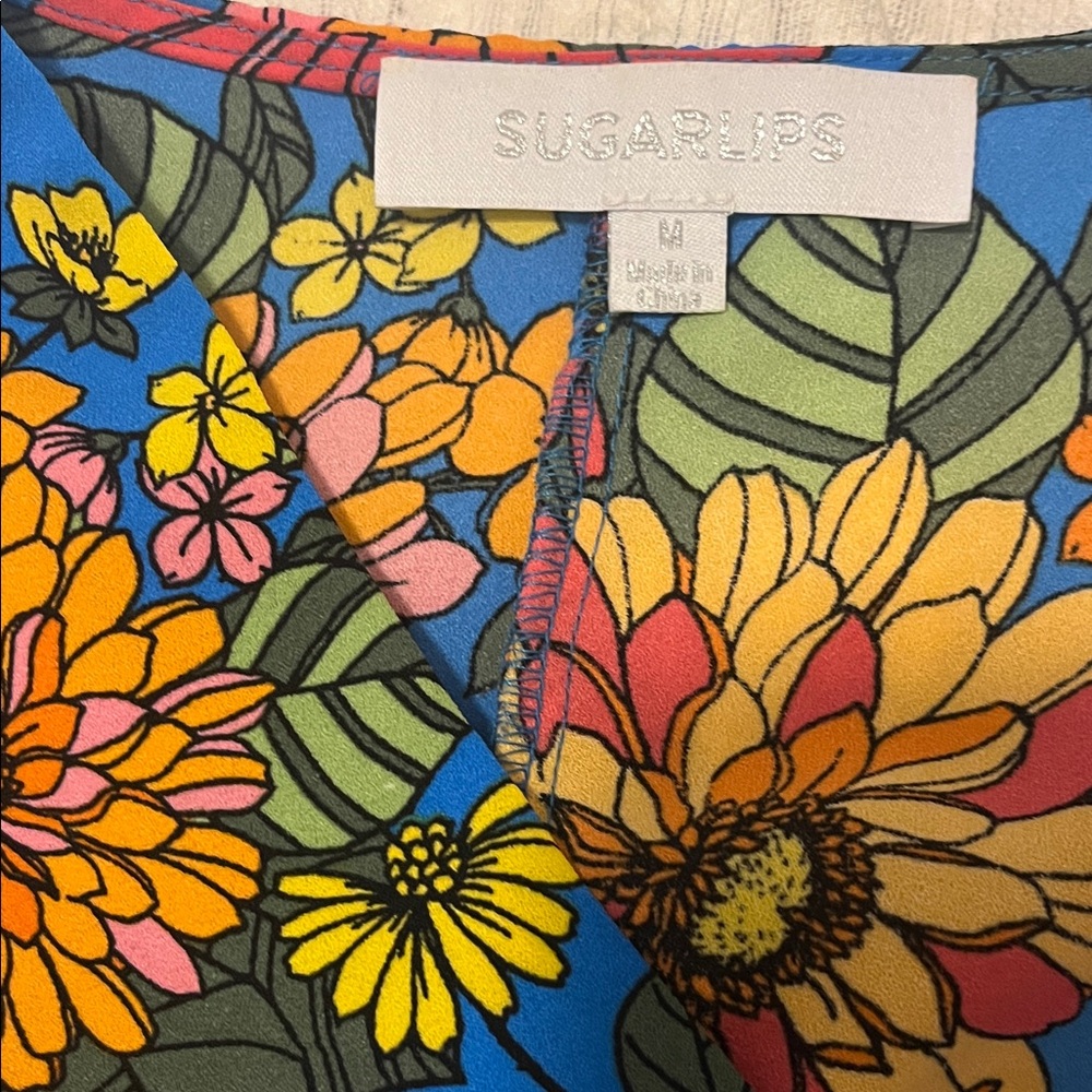 Sugarlips Colorful Floral V-Neck Blouse